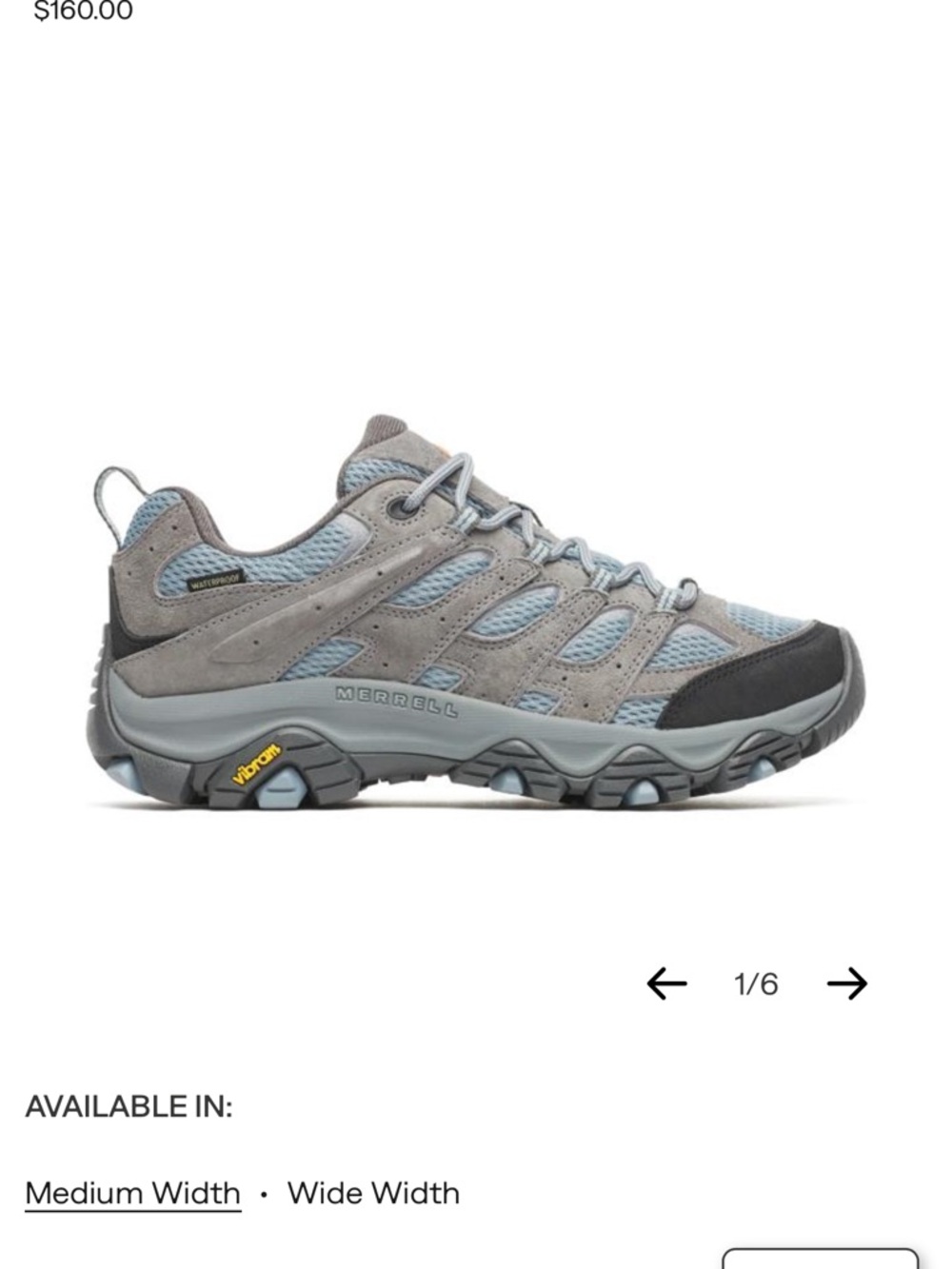 Gently used Merrell Moab 3 Women’s Gray and Blue Hiking Shoes Size 8